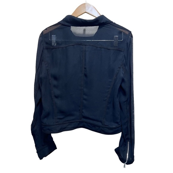 Robert Rodriguez Black Sheer Moto Jacket Size 8 - Picture 8 of 10